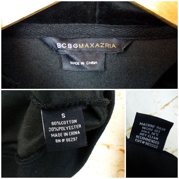 Vtg BCBGMAXAZRIA Y2K Velour Hoodie Track Jacket S Black Rhinestone Animal Spots - Picture 4 of 14